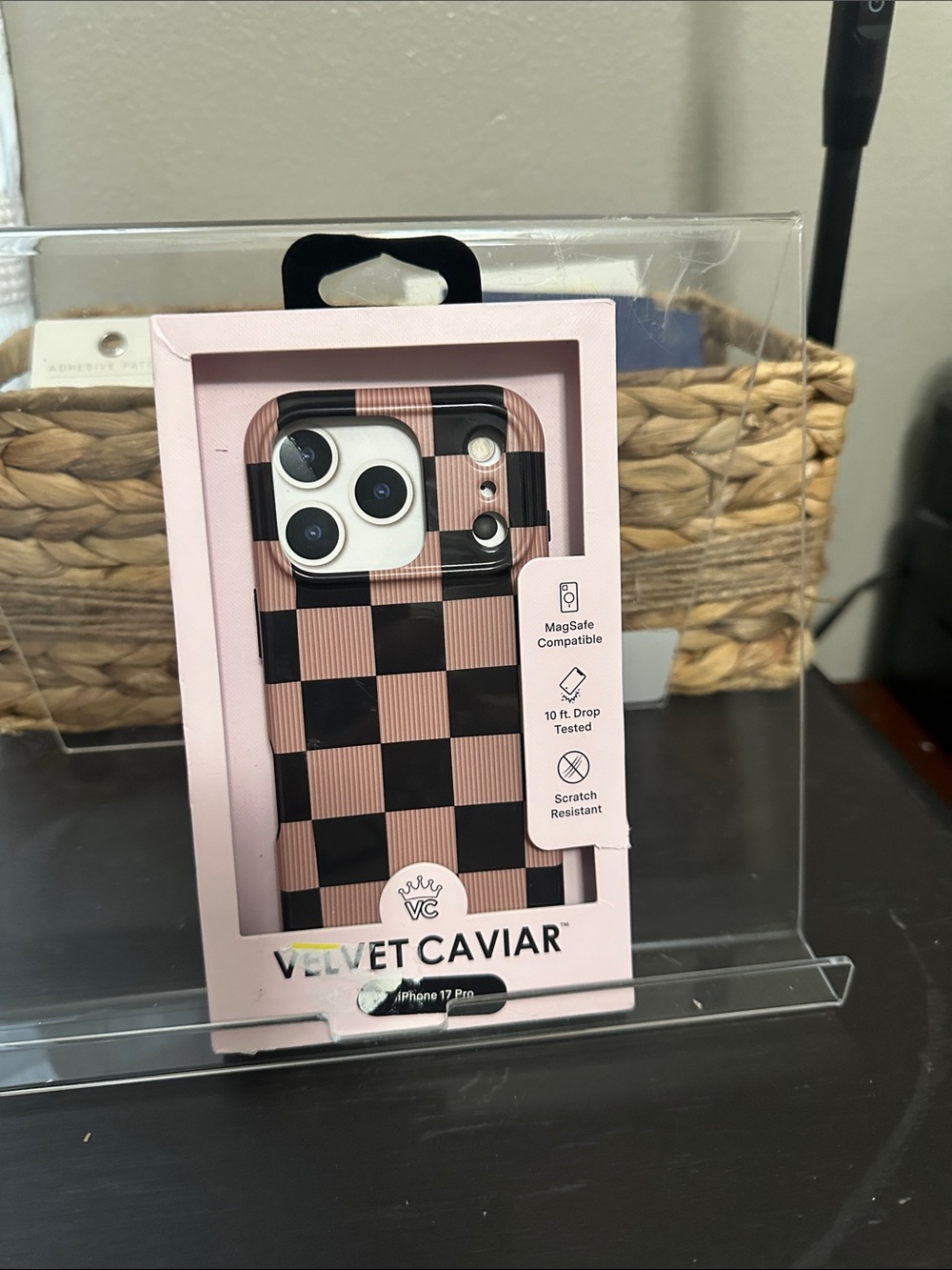Velvet Caviar taupe and Black Checkered iPhone 17 Pro Case NWT